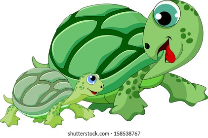 mother and child turtle
