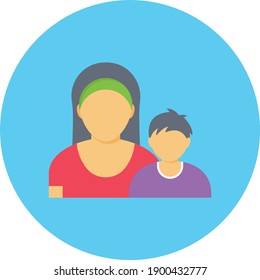 mother child vector flat colour icon