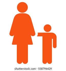 Mother Child vector icon. Flat orange symbol. Pictogram is isolated on a white background. Designed for web and software interfaces.