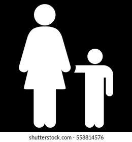 Mother Child vector icon. Flat white symbol. Pictogram is isolated on a black background. Designed for web and software interfaces.