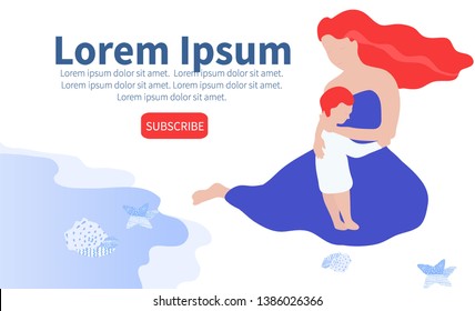 Mother with child vector illustration. mother hugging child. Parenting illustration. Moder flat shapes design. Hand drown illustration. -stock vector.