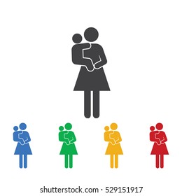 Mother and child vector symbol icon. Family set of icons