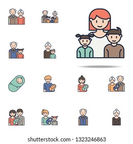 mother with children cartoon icon. Family icons universal set for web and mobile