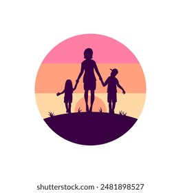 Mother And Children Character Design Illustration vector eps format suitable for your design needs logo illustration animation etc