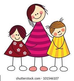 Mother Children Family Stock Vector (Royalty Free) 101546107