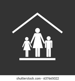 Mother with children in house.Vector illustration