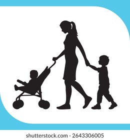 Mãe com crianças Silhueta, Mãe com crianças Silhueta, mãe, filhos, silhueta, família, mãe, filhos, amor, pai, mulher, cuidado, segurando, andando