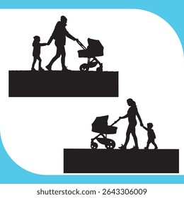 Mãe com crianças Silhueta, Mãe com crianças Silhueta, mãe, filhos, silhueta, família, mãe, filhos, amor, pai, mulher, cuidado, segurando, andando