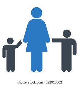Mother And Children vector icon. Style is bicolor flat symbol, smooth blue colors, rounded angles, white background.