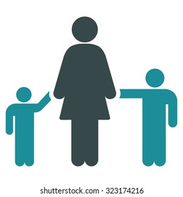 Mother And Children vector icon. Style is bicolor flat symbol, soft blue colors, rounded angles, white background.