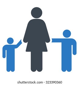 Mother And Children vector icon. Style is bicolor flat symbol, smooth blue colors, rounded angles, white background.