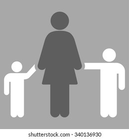 Mother And Children vector icon. Style is bicolor flat symbol, dark gray and white colors, rounded angles, silver background.