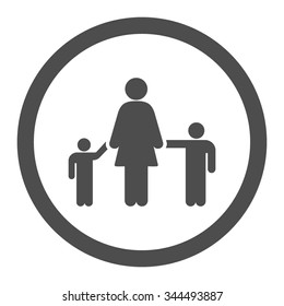 Mother And Children vector icon. Style is flat rounded symbol, gray color, rounded angles, white background.