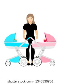 Mother with children in a wheelchair