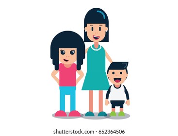 Mother & Children - White background