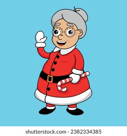 Mother Claus with a candy in her hand nodding