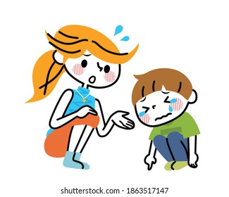 A mother comforting her child.