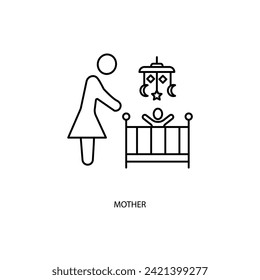 icono de la línea de concepto madre. Ilustración de elemento simple. diseño de símbolos de contorno de concepto madre.