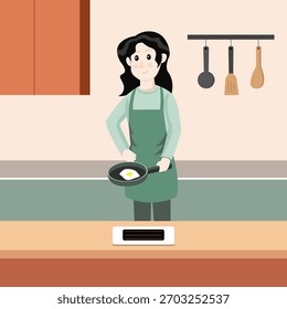 Una madre cocina en la cocina
