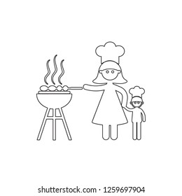 mother cooks barbecue icon. Element of cyber security for mobile concept and web apps icon. Thin line icon for website design and development, app development