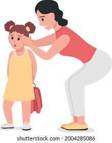 Mother Cover Child Ears Semi Flat Color Vector Character. Posing Figures. Full Body People On White. Shocked Family Isolated Modern Cartoon Style Illustration For Graphic Design And Animation