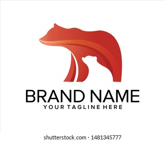 mother and cub bear logo vector