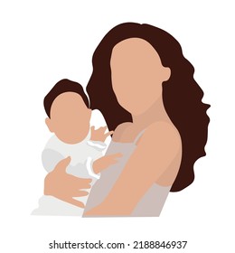 Mother with cute baby on white background