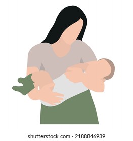 Mother with cute baby on white background