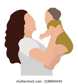 Mother with cute baby on white background