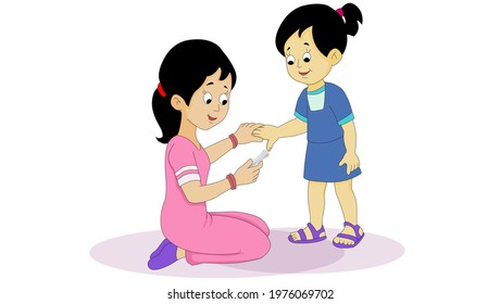 Mother Cutting Babys Nails Stock Vector (Royalty Free) 1976069702