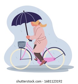 A mother cycles in the middle of the rainy season after buying food. Templates for landing pages
