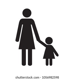 Mother and daughter. Adult and kid. Icon. Vector illustration.