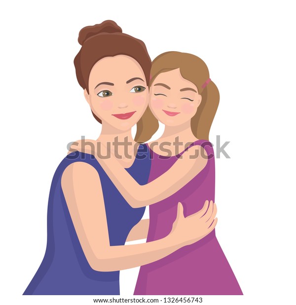 Mother Daughter Cartoon Vector Illustrations Isolated Stock Vector ...