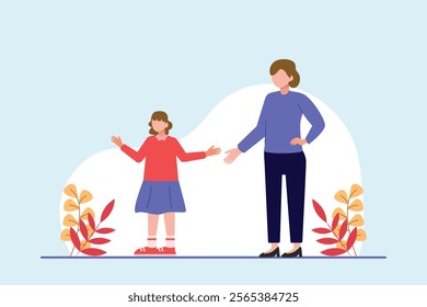 Mother and daughter concept. Colored flat vector illustration isolated.