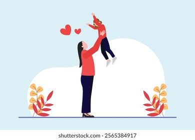 Mother and daughter concept. Colored flat vector illustration isolated.