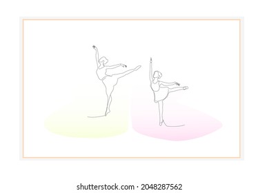 mother and daughter dancing. dancers posing hanging on the wall. drawing artistic painting.