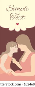 mother and daughter, decorative card