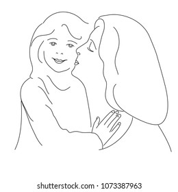 kissing sketch images stock photos vectors shutterstock https www shutterstock com image vector mother daughter drawing by line mom 1073387963