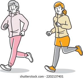 Mother and daughter enjoying running