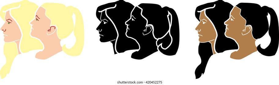 mother and daughter face profile