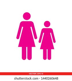 Mother and daughter flat icon, vector illustration on white background