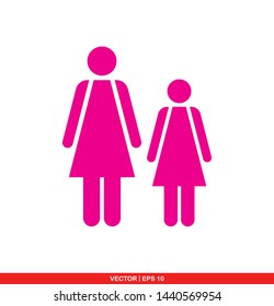 Mother and daughter flat icon, vector illustration on white background