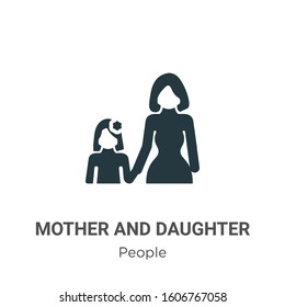 Mother and daughter glyph icon vector on white background. Flat vector mother and daughter icon symbol sign from modern people collection for mobile concept and web apps design.