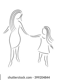 Mother Daughter Holding Hands Cartoon Image Images Stock Photos Vectors Shutterstock