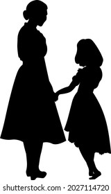 Mother Daughter Holding Hands Silhouette Stock Vector (Royalty Free ...