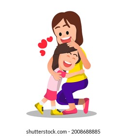 mother and daughter hug each other
