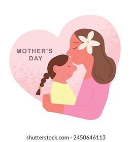 Mother and daughter hug illustration