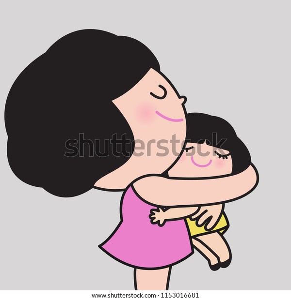 愛し合って母と娘を抱き合う 母のデイカードのキャラクターイラストのコンセプト のベクター画像素材 ロイヤリティフリー