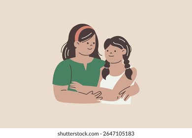 Ilustração de abraço de mãe e filha