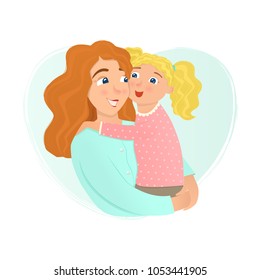 Mother and daughter hugging. Vector illustration.